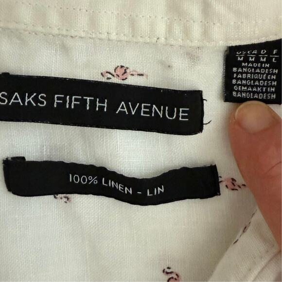 Saks Fifth Avenue White Linen Button Down Shirt - Picture 4 of 5